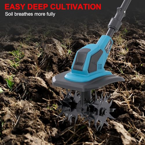 Cordless Tiller Cultivator Compatible with Makita 18V Battery(Not Included),Folding Electric Rototiller,Garden Tiller for Garden Lawn