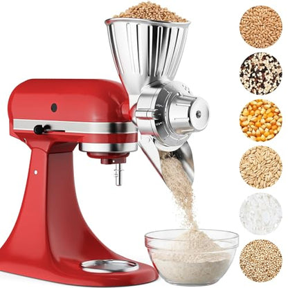 Grain Mill Attachment for KitchenAid, Food-Grade All-Metal 9 Levels