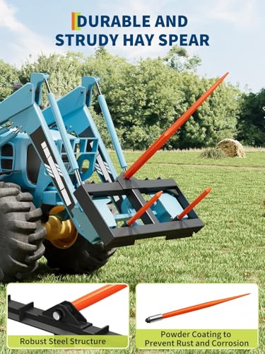 3000 LBS Quick Attach Hay Spear with Sleeve, 49" for Tractor & Skid Steer