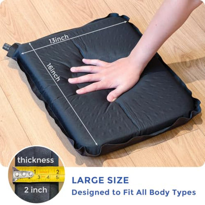 Inflatable Airplane Seat Cushion for Long Sitting Travel & Stadium - color: Black