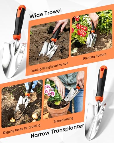HaSteeL 9-Piece Stainless Steel Garden Hand Tools Set for Planting
