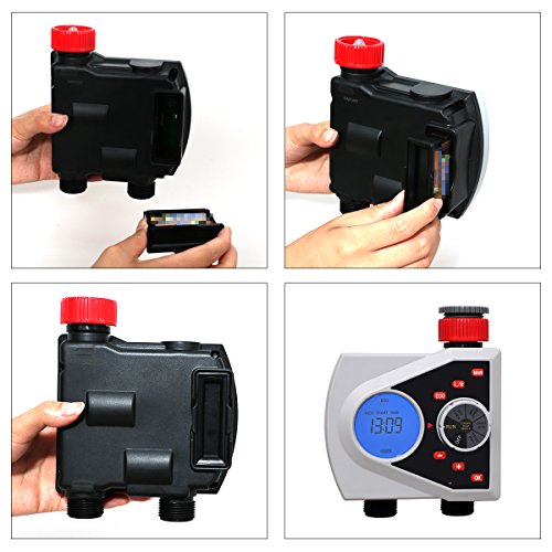 Dual Outlet Water Hose Timer, LCD Display, ECO Mode for Garden - style: 2 Outlet Timer
