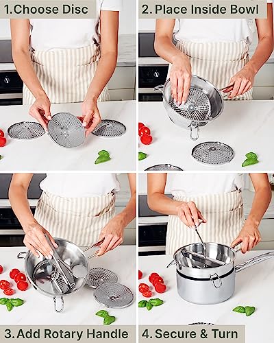 Hungry Artisan Stainless Steel Food Mill for Tomato Sauce & Canning