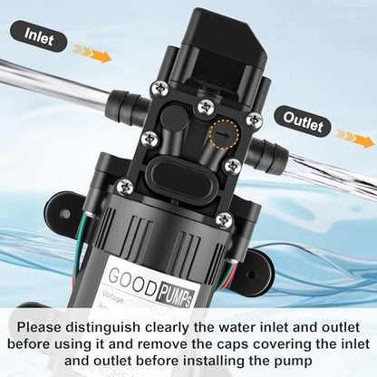 12V DC Water Pressure Diaphragm Pump with 2 Hose Clamps