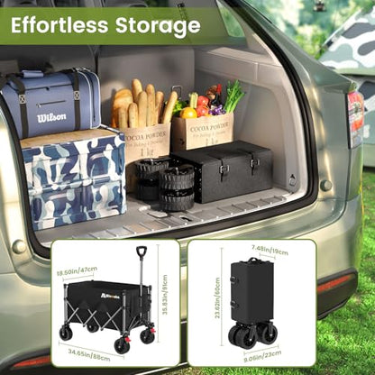 Blomoba Foldable Wagon, 220Lbs Capacity Utility Cart with Wide Wheels - color: Black, size: 150L