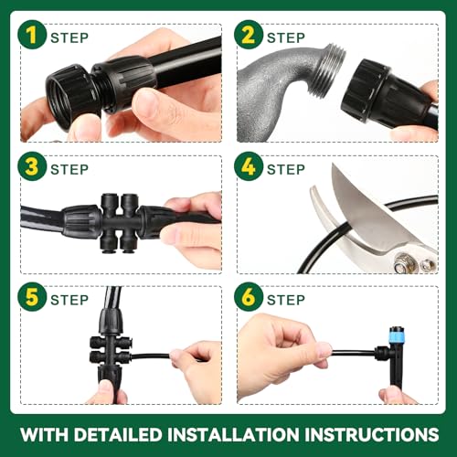 Drip Irrigation System for Garden, 2026-Upgraded Quick Connect Garden Watering Kit All-in-One with 1/2 inch 1/4 inch Irrigation Tubing for Garden, Lawn, Greenhouse, Raised Beds (91FT) - size: 91FT