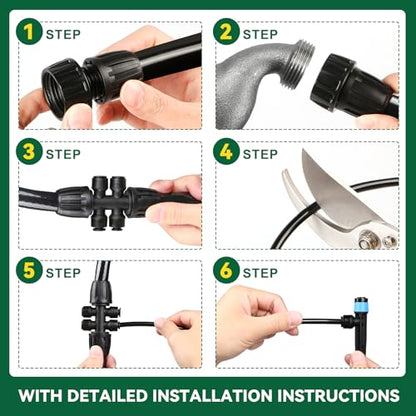 Drip Irrigation System for Garden, 2026-Upgraded Quick Connect Garden Watering Kit All-in-One with 1/2 inch 1/4 inch Irrigation Tubing for Garden, Lawn, Greenhouse, Raised Beds (91FT) - size: 91FT