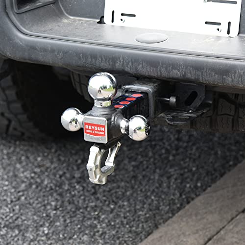 Trailer Hitch Tri-Ball Hitch with Hook, Tactical Tow Ball Hitch, Fits 2-inch Hitch Receiver, Chrome Triple Balls with Hitch Pin and Clip - color: Chrome, size: Ball with pin