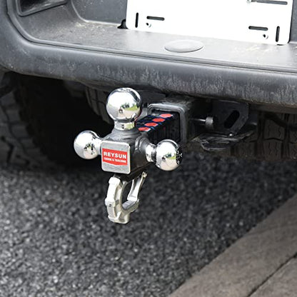Trailer Hitch Tri-Ball Hitch with Hook, Tactical Tow Ball Hitch, Fits 2-inch Hitch Receiver, Chrome Triple Balls with Hitch Pin and Clip - color: Chrome, size: Ball with pin