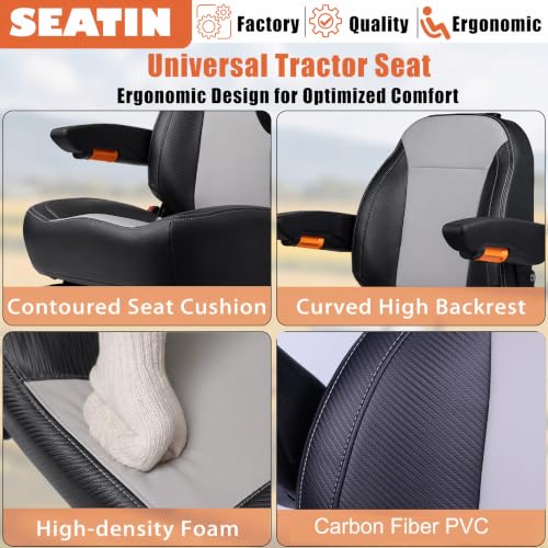 SEATIN Universal Tractor Seat, Comfortable Zero Turn Mower Seat - color: Premium Carbon Fiber