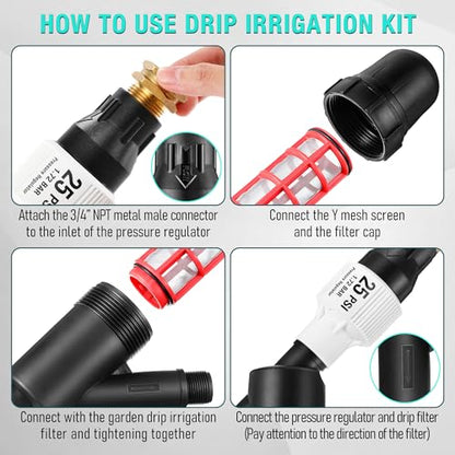 Aurelema Drip Irrigation Pressure Regulator and Filter, 25 PSI, 3/4 Inch