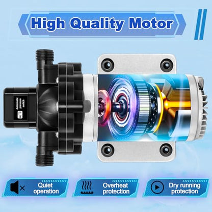 2088-594-154 Industrial Diaphragm Water Pump,115V 45PSI/3.1Bar 3.3GPM/11.4LPM 198GPH Industrial Pump,1/2in Portable Electric Utility Industrial Pump for Beverage and Water Applications - color: Silver3