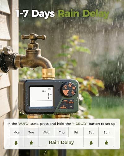 Diivoo Brass Hose Timer 2 Outlet, Sprinkler Timer for Garden Hose - size: 2 Zone