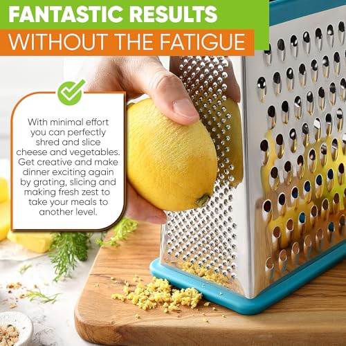 Spring Chef Stainless Steel XL Cheese Grater for Kitchen, Teal - color: Teal