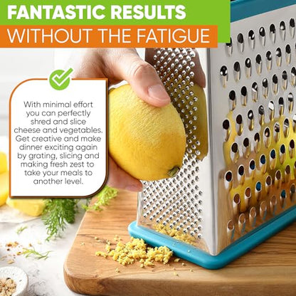 Spring Chef Stainless Steel XL Cheese Grater for Kitchen, Teal - color: Teal