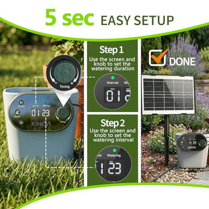 Solar Drip Irrigation System Kit, Auto Plant Waterer for 15 Pots