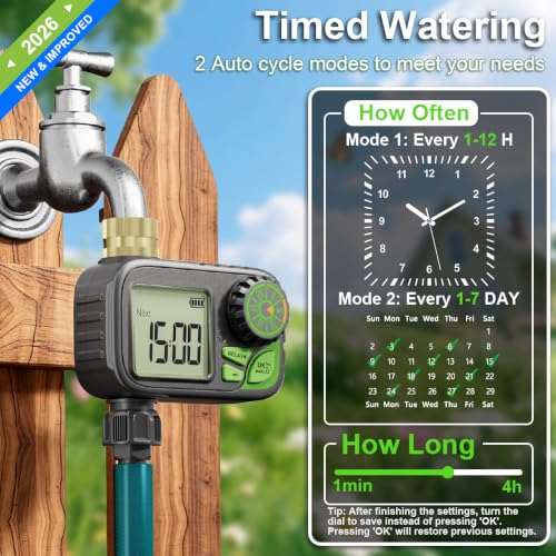 Sprinkler Timer Programmable Water Hose Timer with Rain Delay, Brass Inlet - color: Gray