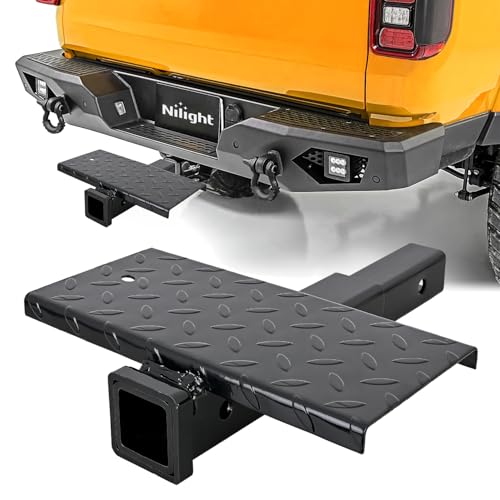 Nilight Hitch Extender with Step 2" Receiver 14"x7" Anti-Slip Diamond Plate - color: Hitch Extender with Step