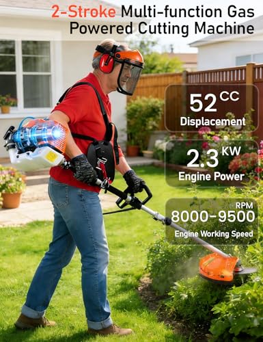 5 in 1 Weed Eater Combo, 52CC 2-Cycle Gas Hedge Trimmer&Brush Cutter Tools - size: 5-in-1