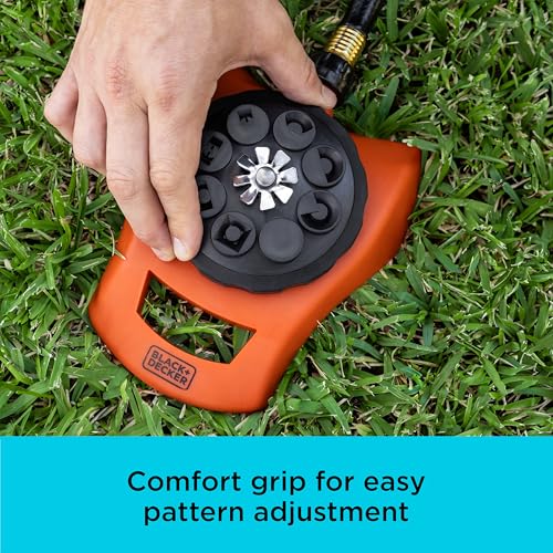 Black + Decker® 8-Pattern Turret Sprinkler – Up to 962 Sq. Ft. Coverage, Durable Build, Versatile Spray Options BD57392