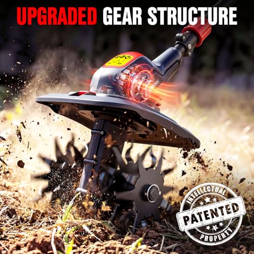 EWORK 20V Cordless Tiller Cultivator, Electric Hand Tiller for Gardening