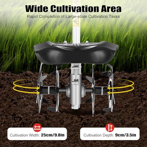 1.45kW Gasline Powered Mini Tiller, 9-Inch Tilling Width - size: 2-Stroke 51.7cc