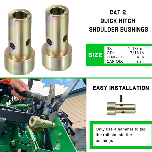 2 Pairs of Cat 2 Quick Hitch Adapter Bushings Set Fit for Category II 3-Point Tractor
