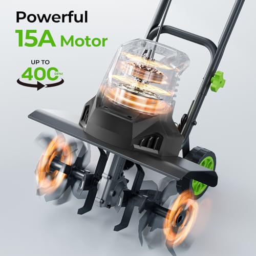 1800W 15A Corded Electric Tiller for Gardening and Soil Cultivation