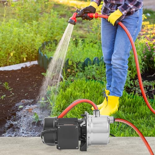 VEVOR 3/4HP SUS304 Stainless Steel Shallow Well Jet Pump, 115 Volt, 18.5 GPM 131 FT Maximum Head Irrigation Water Pump, for Agricultural Garden Irrigation System High-Rise Water Supply Shower Booster - style: 3/4HP SUS304