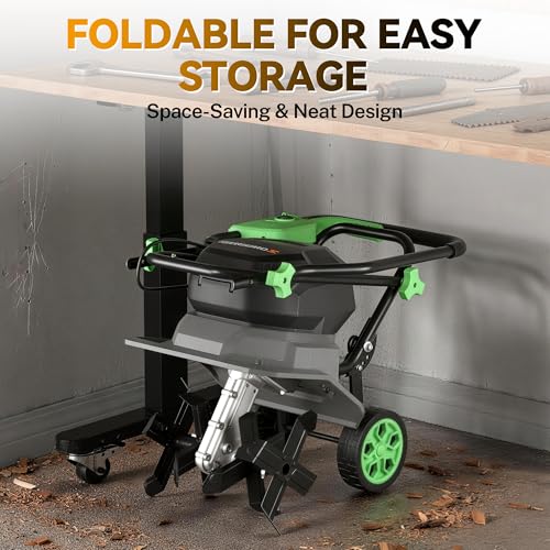 WORKPROX 40V Cordless Garden Tiller, 12" Wide & 8" Deep Tilling - size: 40V / 12-Inch