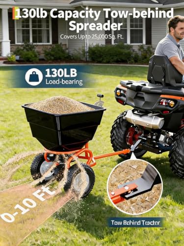 Tow Behind Broadcast Spreader, Black - color: Black