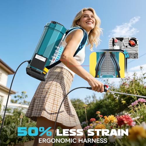 Battery Powered Backpack Sprayer Auto Mixer Compatible with Makita 18V - color: Blue