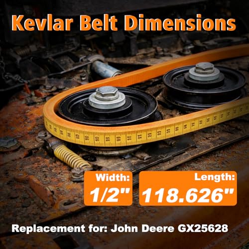 GX25628 Deck Belt Replacement for John Deere 42" Deck Z335E Z335M Z345M Z345R Z315E Z320M Z320R ZTrak Zero-Turn Mowers, Heavy-Duty Premium Aramid Cord, Orange Kevlar Belt, 1/2" x 118.626" - size: 118.63"L x 0.5"W