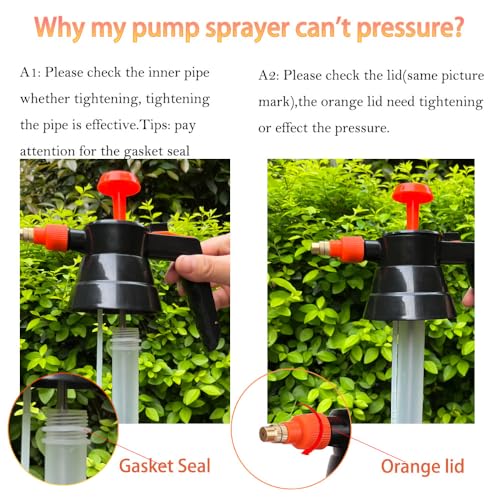 MRPAPA 2 Pack 3L Handheld Garden Pump Sprayer with Adjustable Brass Nozzle - color: Organge