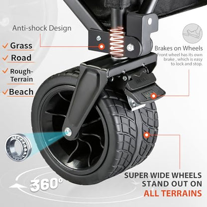 EchoSmile Wagons Carts Foldable Heavy Duty with 500Lbs Wt, 300L Cap, Black - color: Black