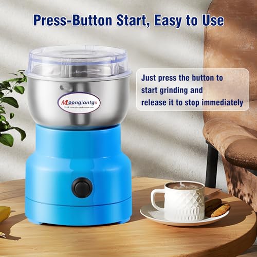 Moongiantgo Mini Coffee Grinder Electric 200W 10s Fast Grinding - color: Blue
