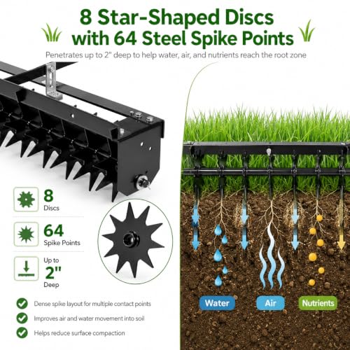 32 Inch Tow Behind Spike Aerator with 200 lb Weight Capacity
