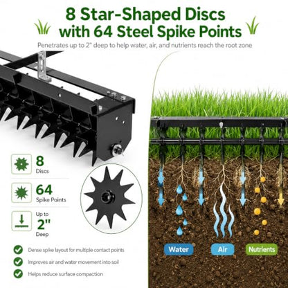 32 Inch Tow Behind Spike Aerator with 200 lb Weight Capacity