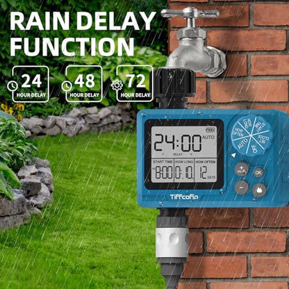 TiFFCOFiO Sprinkler Timer Outdoor, Digital Programmable for Garden Hose, Irrigrtion Timer with Rain Delay and Manual Mode - size: Standard, 1 Pack