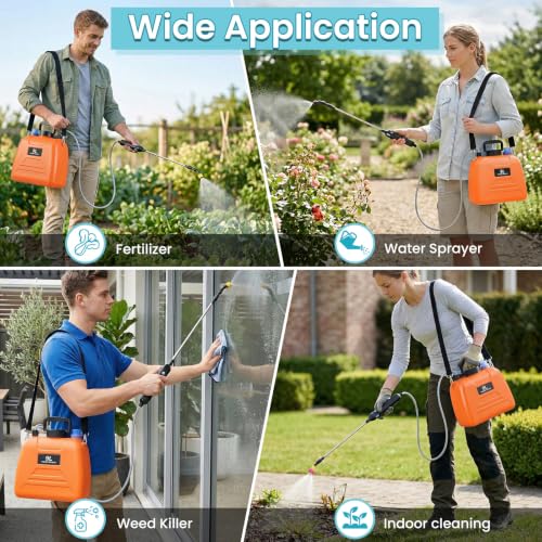 Battery Powered Sprayer 2 Gallon,Upgrade Electric Garden Sprayer (Orange) - color: Orange-2 Gallon