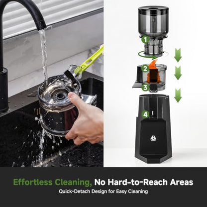 AAOBOSI Juicer Machines, Cold Press Juicer with 5.8" Wide Feed Chute Black - color: Black