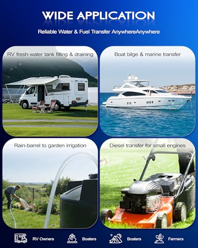 12V 80W Submersible Water Transfer Pump, 5.3GPM High Flow Diesel Water Pump