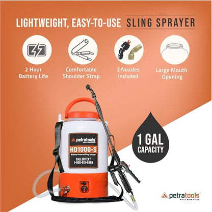 PetraTools Battery Powered Sprayer with 8 Nozzles, HD1000-S (1 Gal Pro Kit) - size: 1 Gallon ProKit