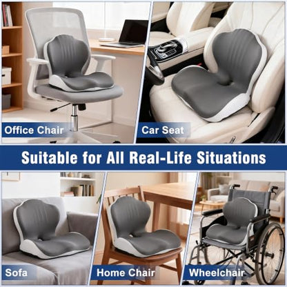 Car Seat Cushion Office Chair Cushion with Lumbar Support Pillow - color: Black Gray