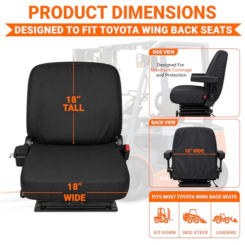 Jay's Equipment Seat Covers, Wing Back Toyota Forklift, Heavy-Duty Canvas