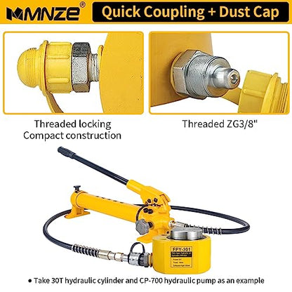 30T 14mm/0.55" Stroke Hydraulic Cylinder Jack Sets Mini Hydraulic Ram Jack Porta Power Kits Retract Automatically Split Hydraulic Single Acting Lifting Cylinders with CP-700 Hydraulic Hand Pump - size: 30T, 14mm/0.55" Stroke + CP-700 Pump