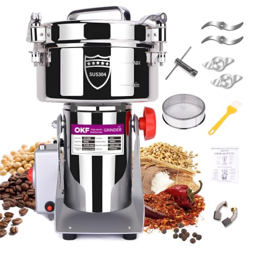2000g Grain Mill, 304 Stainless Steel Spice Grinder, 3600W High-speed Commercial Flour Mill, Superfine Flour Mill Grinder for Home, Grain Mill for Flour - size: 2000g