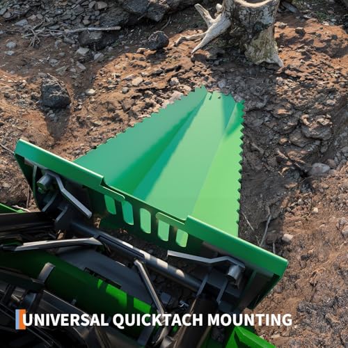 Heavy Duty Stump Bucket for Skid Steer Quick Attach, AR400 Serrated Edge Tree Scoop Digger, Tractor Loader Attachment for Root Removal, Green
