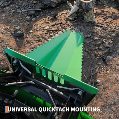 Heavy Duty Stump Bucket for Skid Steer Quick Attach, AR400 Serrated Edge Tree Scoop Digger, Tractor Loader Attachment for Root Removal, Green