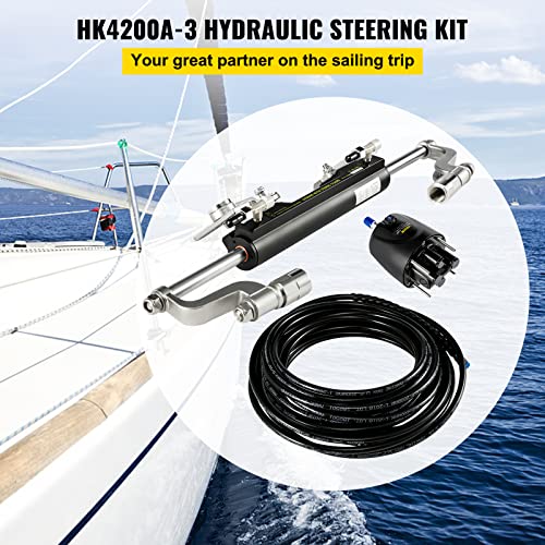 VEVOR Outboard Hydraulic Steering Kit, Hydraulic Steering Cylinder, Hydraulic Outboard Steering Kit - size: 300HP